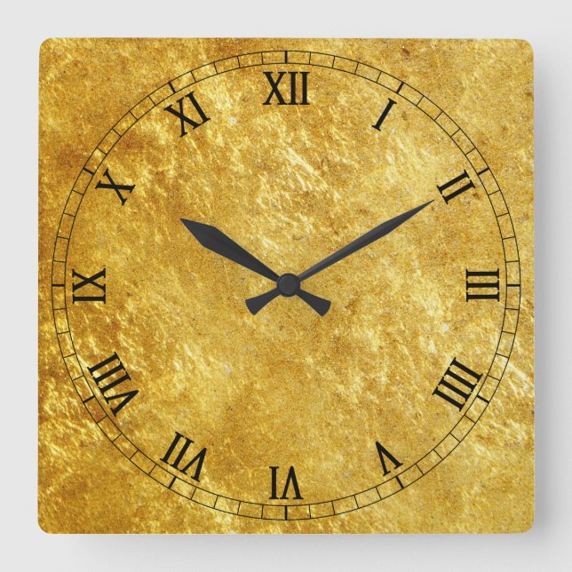 Gold Textured Quadratische Wanduhr (Vorderseite)