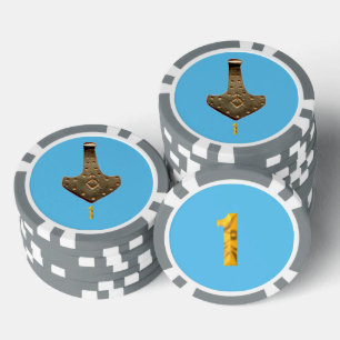 Gold Thammer Blue Graue 1 gestreifter Poker Chip