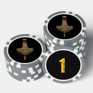 Gold Thammer Schwarz Grau 1 gestreifter Poker Chip