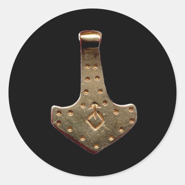 Gold Thammer schwarz große runde Aufkleber (Vorderseite)