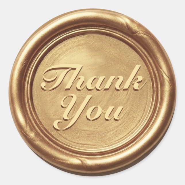 Gold Thank You Wax Seal Sticker – Elegant Vintage  (Vorderseite)