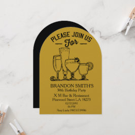 Gold Theme Adult Birthday Einladung