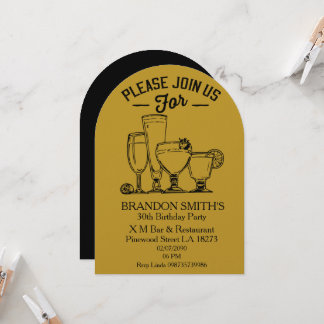 Gold Theme Adult Birthday   Einladung