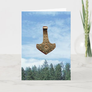 Gold Thor Hammer Bäume Grußkarte Karte