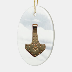 Gold Thor Hammer Talisman-Ornament Keramik Ornament