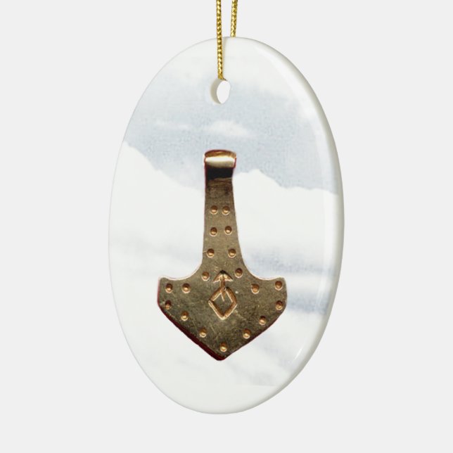 Gold Thor Hammer Talisman-Ornament Keramik Ornament (Links)