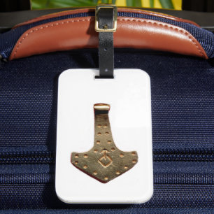 Gold Thor Hammer weißes Gepäckanhänger