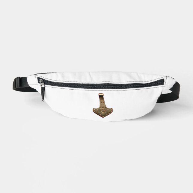 Gold Thor Hammer White Fanny Pack Bauchtasche (Vorderseite)