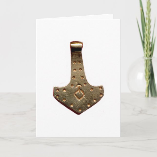 Gold Thor Hammer white greeting card Karte (Vorderseite)