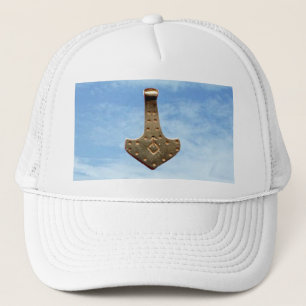 Gold Thor Hammer Wolken weißen Hut Truckerkappe