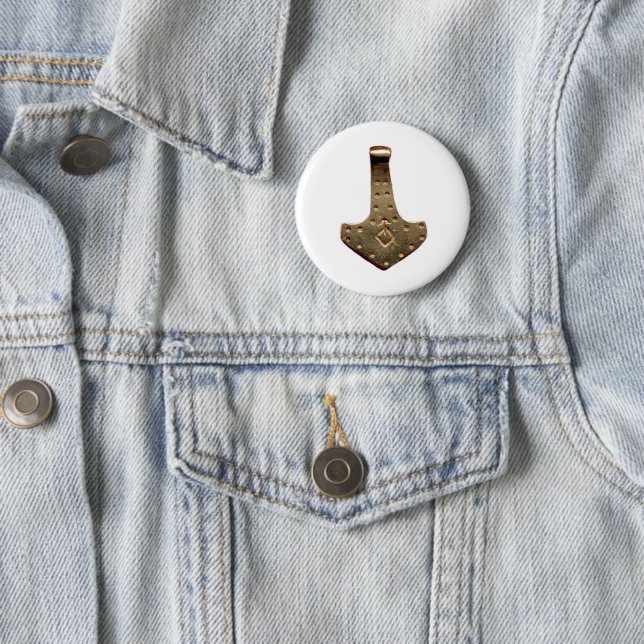 Gold Thor's Hammer White Round-Taste Button (Beispiel)