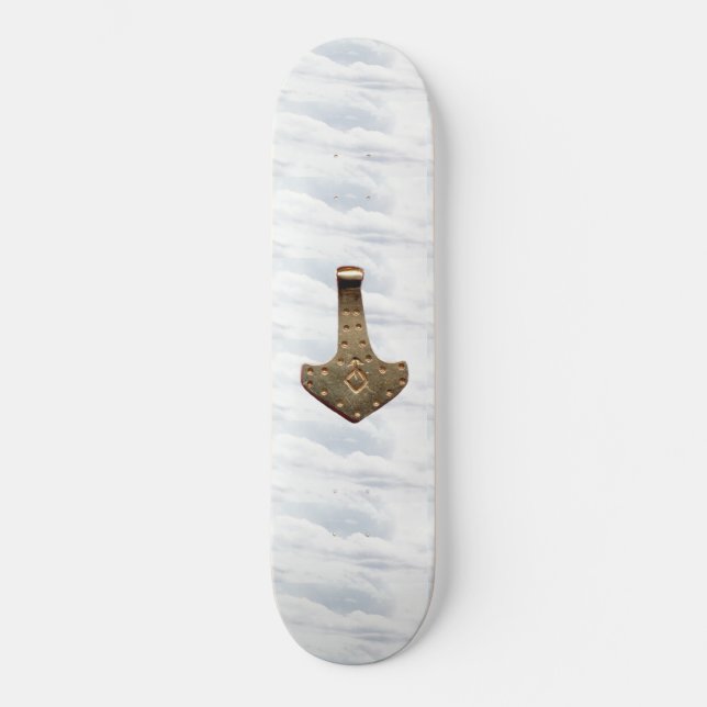Gold Thor's Hammer Wolken Skateboard (Vorderseite)