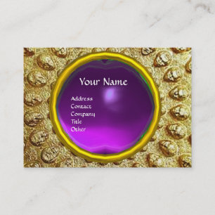 GOLD THRACIAN DISK MONOGRAM Lila Amethyst Gem Visitenkarte