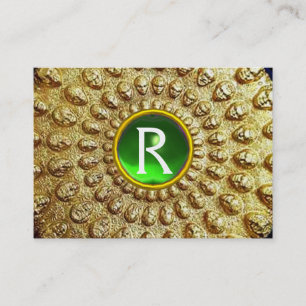 GOLD THRACISCHE SCHEIBE MONOGRAMM Grüne Smaragd-E Visitenkarte