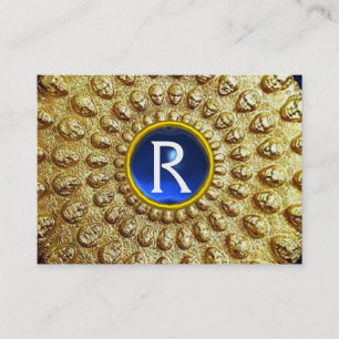 GOLD THRAKISCHE SCHEIBE MONOGRAMM Blauer Saphir Visitenkarte