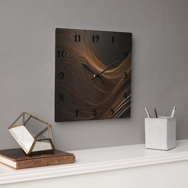 Gold Threads Quadratische Wanduhr (Büro)
