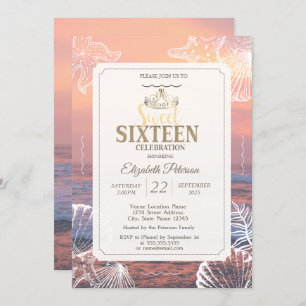 Gold Tiara Glitzer Bokeh Ombre Sweet 16 Party Invi Einladung