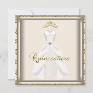 Gold Tiara Party Dress Gold Quinceanera Einladung