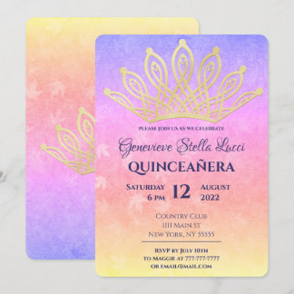 Gold Tiara Quinceañera Party Einladung