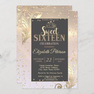Gold Tiara Sweet Diamonds 16 Party Einladung