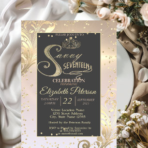 Gold Tiara Sweet Diamonds Savvy siebzehn Einladung