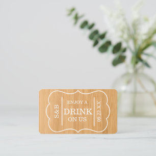 Gold Ticket Stil "Genießen Sie ein Getränk auf uns Begleitkarte