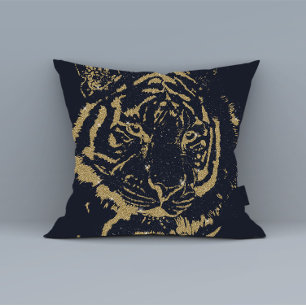Gold Tiger Black Design Kissen