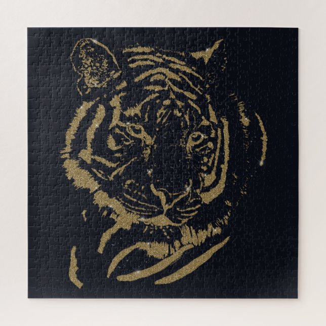 Gold Tiger Black Design Puzzle (Vertikal)