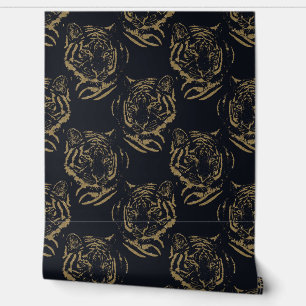 Gold Tiger Black Design Tapete