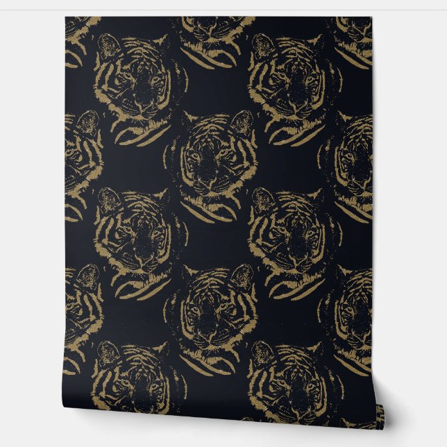 Gold Tiger Black Design Tapete (Abrollen)