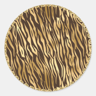Gold Tiger Bling Juwelen Glam Glitzern Runder Aufkleber