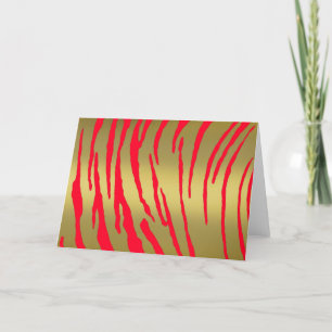 Gold Tiger Stripes Red Feiertagskarte