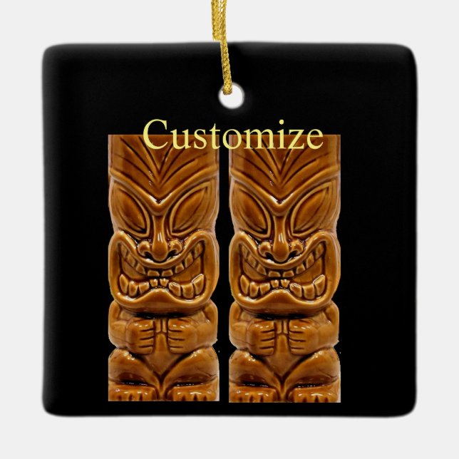 Gold Tiki Skulptur Thunder_Cove Keramikornament (Vorderseite)