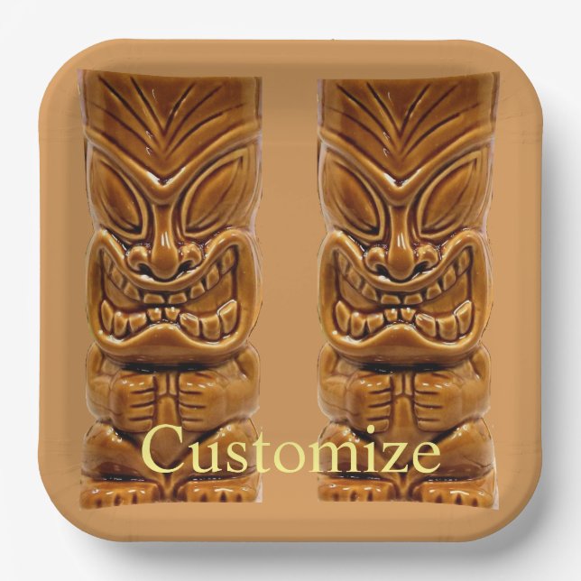 Gold Tiki Skulptur Thunder_Cove Pappteller (Vorderseite)