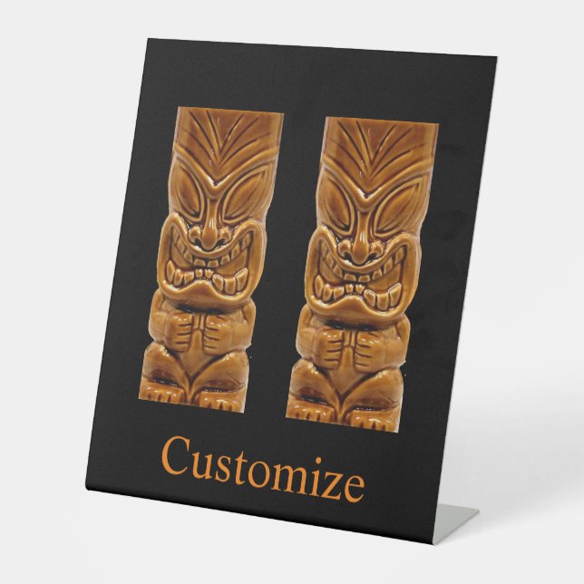 Gold Tiki Skulptur Thunder_Cove Sockelschild (Vorderseite)