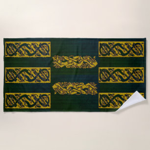 Gold Tiled Celtic Knot Dragon Hounds Strandtuch
