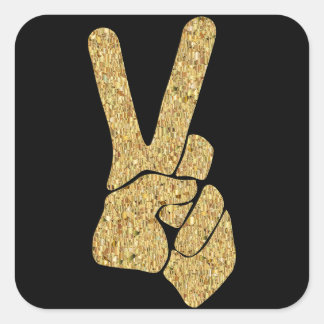 Gold Tiled Peace Hand Sign Aufkleber