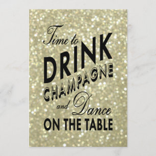 Gold Time to Drink Champagne Corporate Invite Einladung