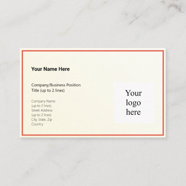 Gold Tint Gradient & Orange-Red Logo Std. Visitenkarte (Vorderseite)