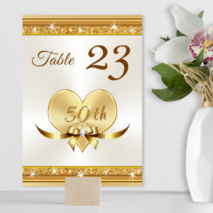 Gold Tischnummer Cards für 50 Jahre
