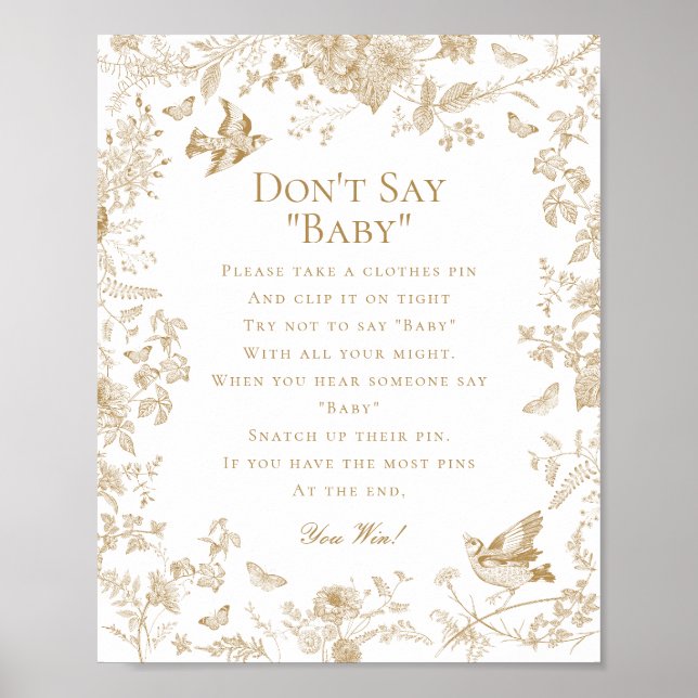 Gold Toile De Jouy Dont Say Baby Showspiel Poster (Vorne)