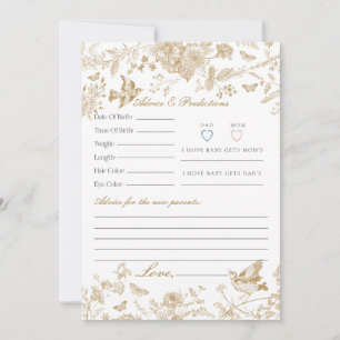 Gold Toile De Jouy Floral Advice for Baby Card Einladung