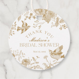 Gold Toile De Jouy Floral Brautparty Gevor Geschenkanhänger