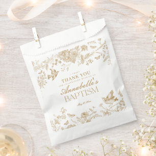 Gold Toile De Jouy Floral Taufe Dessert Geschenktütchen