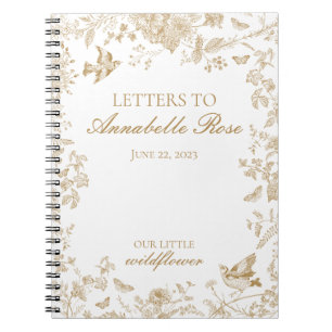 Gold Toile De Jouy Florale Buchstaben an das Gebur Notizblock