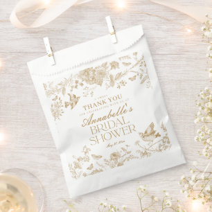 Gold Toile De Jouy Florale Hochzeits-Party-Dessert Geschenktütchen
