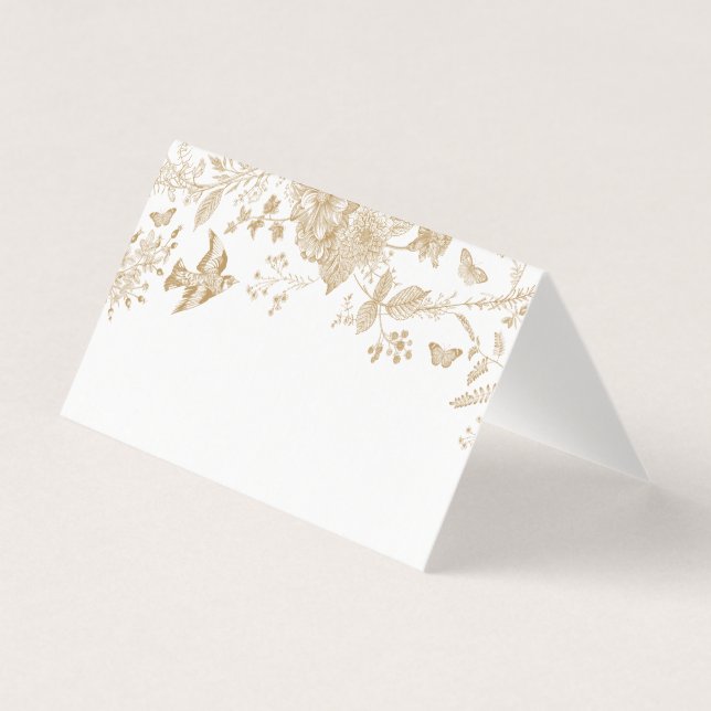 Gold Toile De Jouy Platzkarte (Vorderseite)