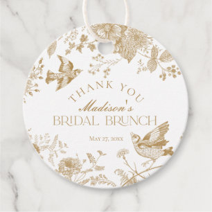 Gold Toile De Jouy Vintag Floral Bridal Brunch Geschenkanhänger