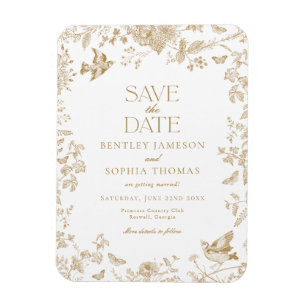 Gold Toile De Jouy Vintag Floral Save the Date Magnet