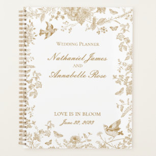 Gold Toile De Jouy Vintag Floral Wedding Planer